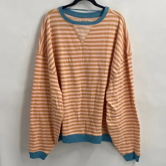 NWOT Free People Classic Crew Striped Sweater Oversized Casual Size Large - Picture 2 of 9